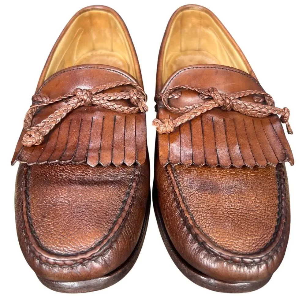 Vintage Allen Edmonds Nottingham Brown Kiltie Bow Loafers Size 8 D